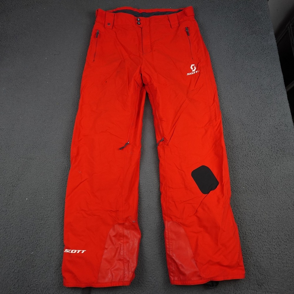 Scott Snow Pants Mens Medium Red Insulated Ski Snowboard Zip Pockets Lined